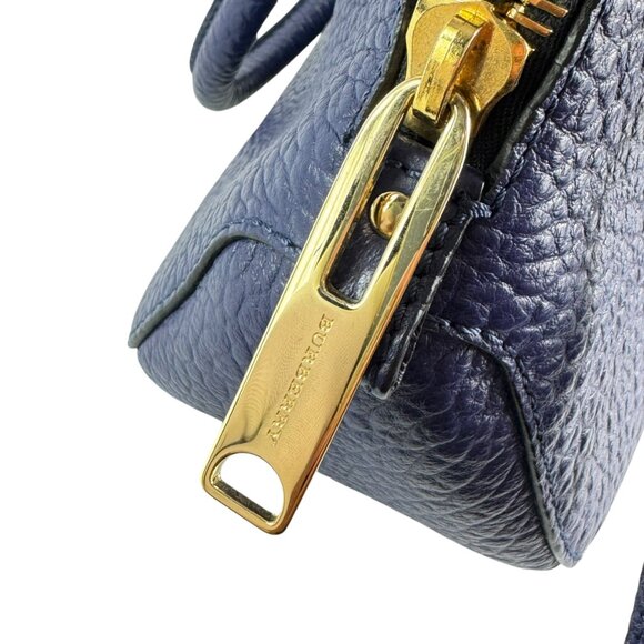 BURBERRY Royal Blue Orchard Bowling Grained Leather Satchel Shoulder Bag - Picture 7 of 16